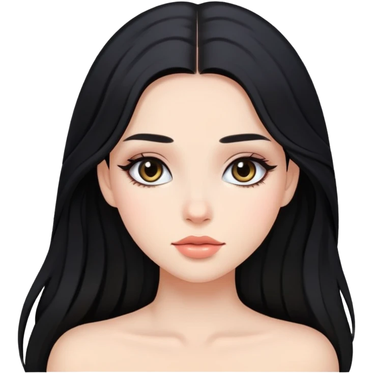 black long hair girl with soft makeup emoji