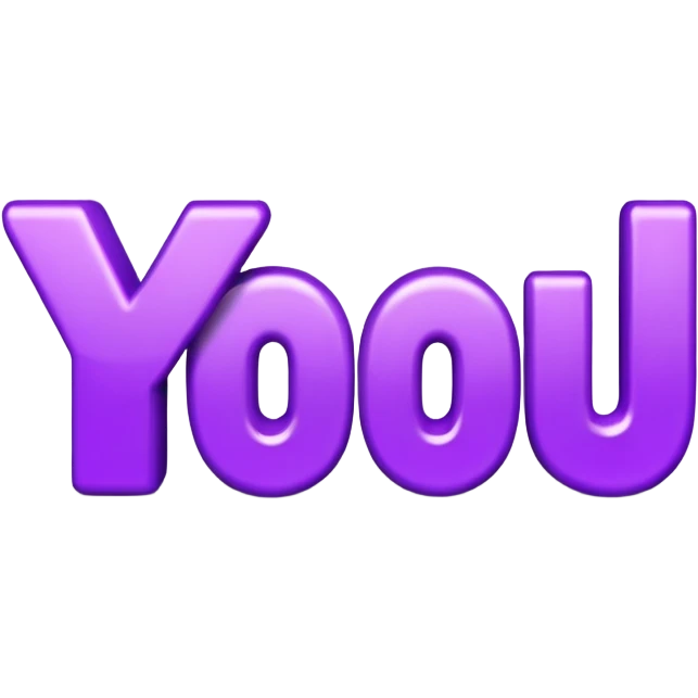 3D text that spells "YOU" in a shiny purple fancy font  emoji