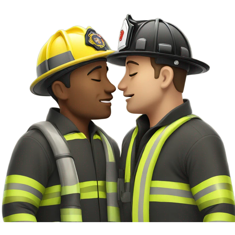 Male firemen kissing emoji