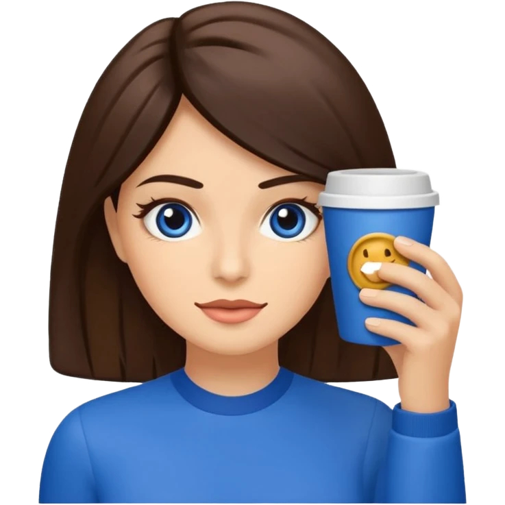 Memoji piel morena ojos cafés cabello largo color azul con esté 🖕🏻emoji emoji