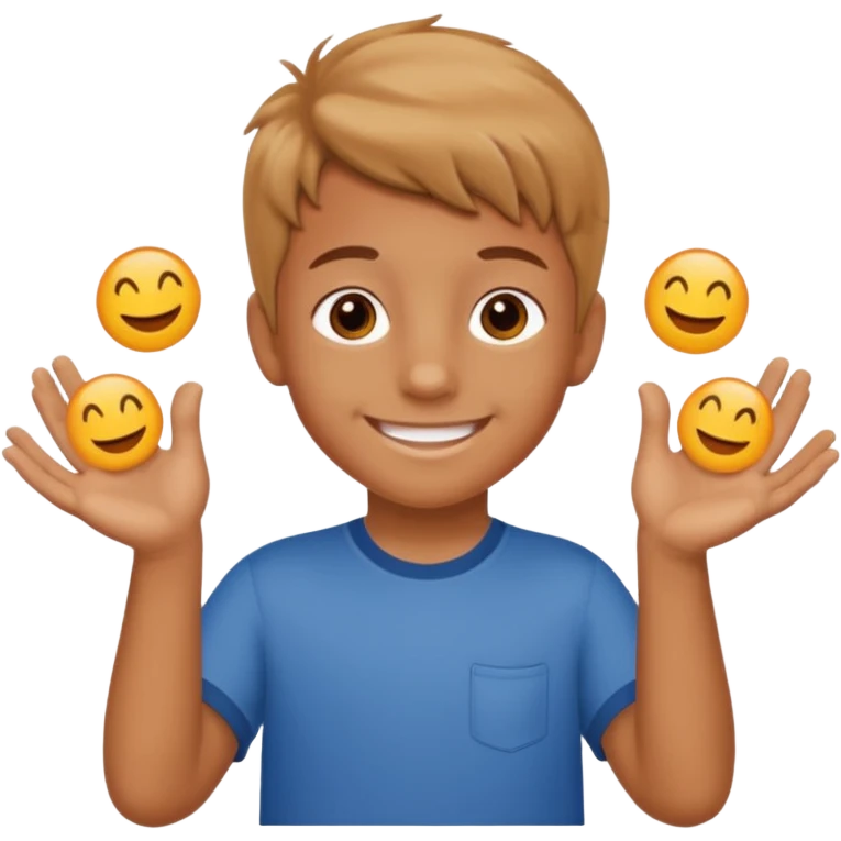 kid with tan hair and holding a six in his hand and a seven and the other hand emoji