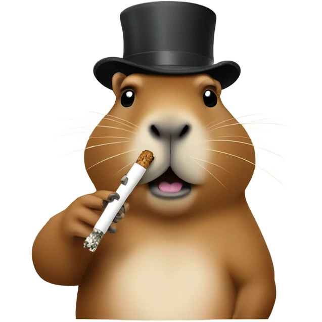 Capybara holding a smoking blunt between two fingers not NSFW emoji