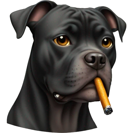 Black pitbul smoking a cigarette emoji