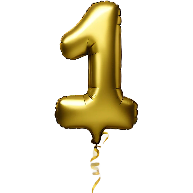 Foil balloon gold number 1 closed emoji