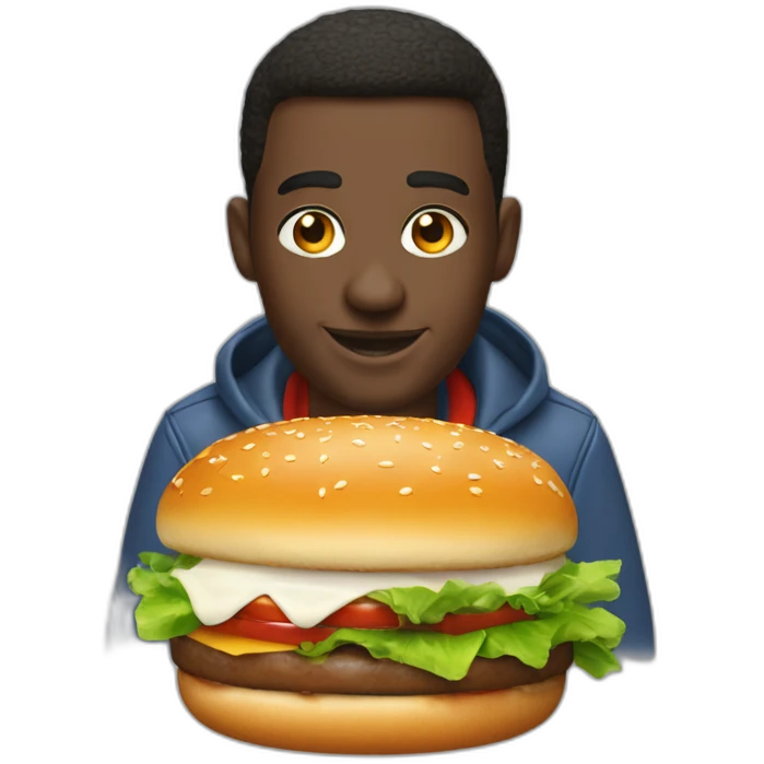 Cédric Doumbé mange un burger emoji