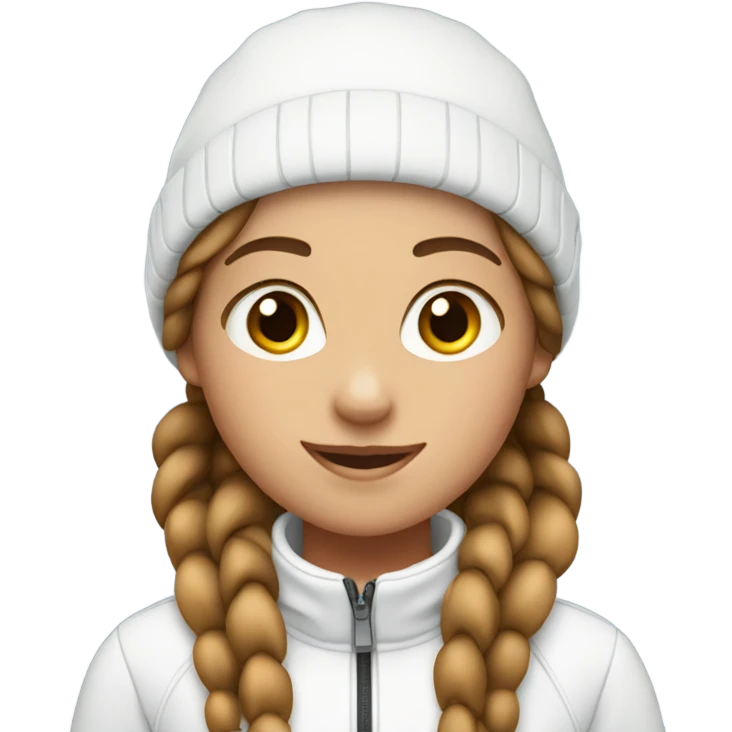 Ski girl with white hat and two brown braids emoji