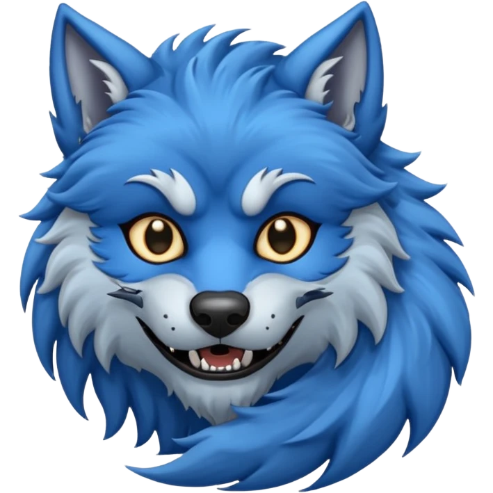 blue crescent moon with werewolf emoji