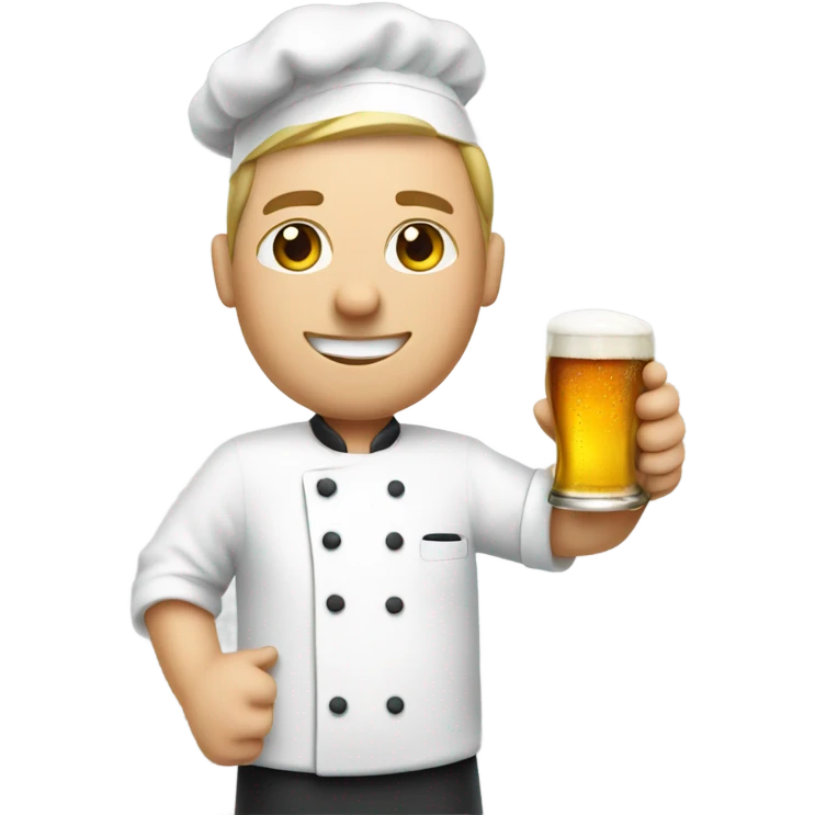 White chef holding a beer in right hand and a golf club in left hand emoji