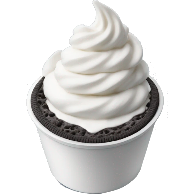 Oreo frozen yogurt swirled in a white cup emoji