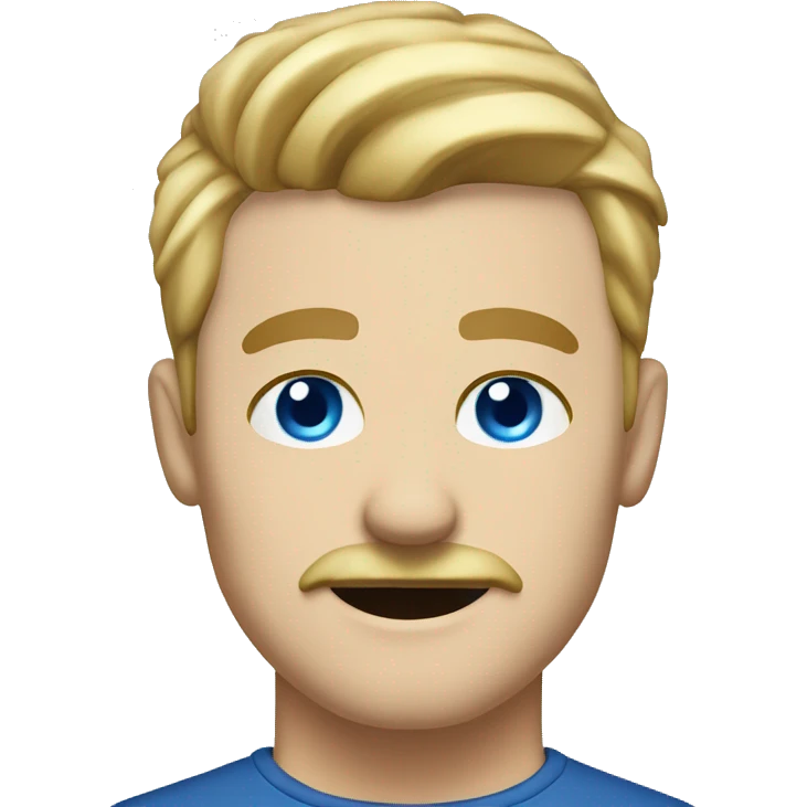 man with mustache, white man, blue eyes, blonde hair with shaved sides, throwing desk emoji