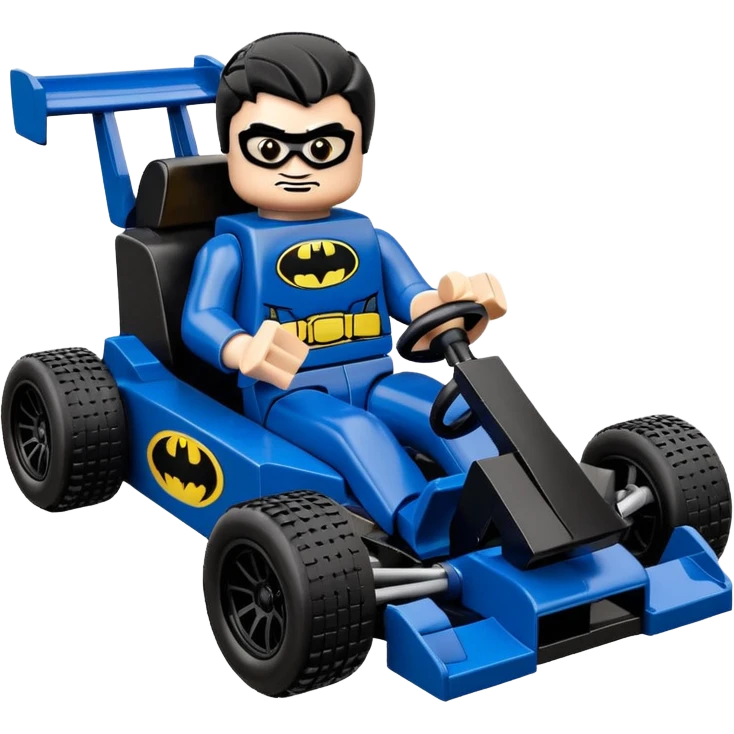 scale anime racing sexy muscular Batman’s masculine midnight-colored tight outfit 1970’s tv style dark knight stealthy accurate sporty safe plush deluxe Lego off-road pursuit drifting F1 car lexus (black hair,reclining and relaxed torso and shoulders back against seat) rallycross kart  emoji