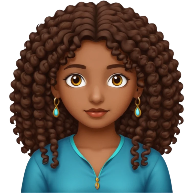 Teen Indian girl gorgeous curly brown hair emoji