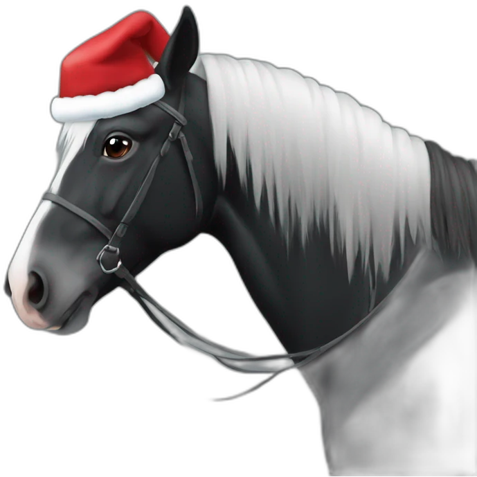 Cheval noir avec un bonnet de Noël  emoji