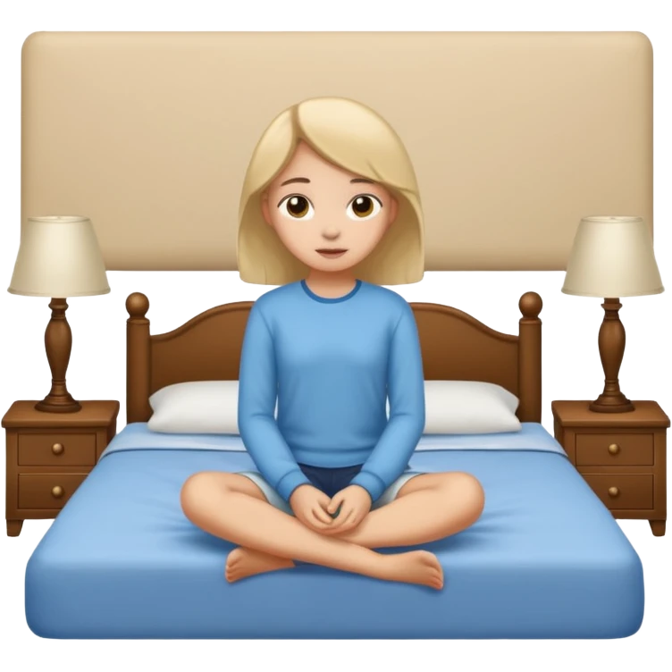 Jeune fille ado assise sur  un lit emoji