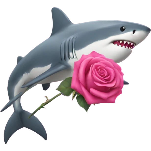 pink shark holding a rose emoji