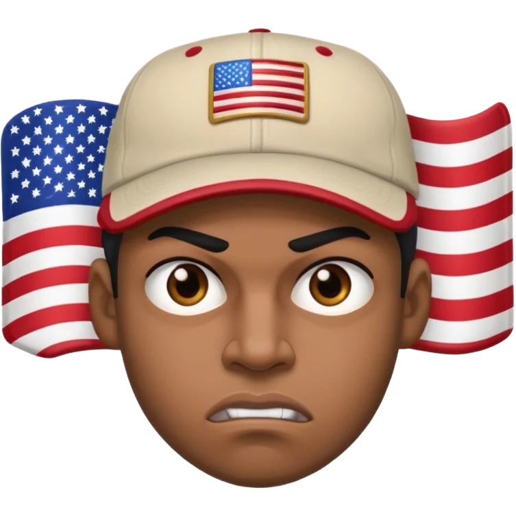 Angry eyes black man with american flag  baseball hat emoji