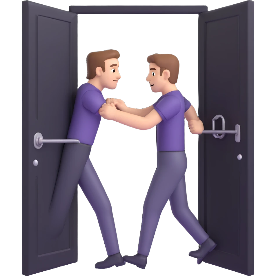 confused man pulling a locked door emoji