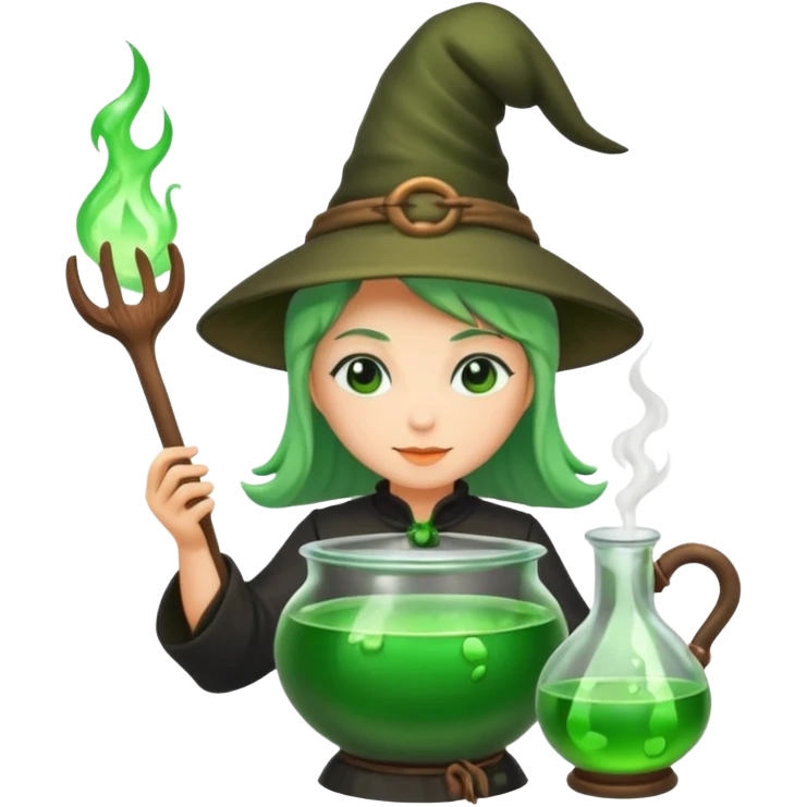 green witch cooking potion emoji