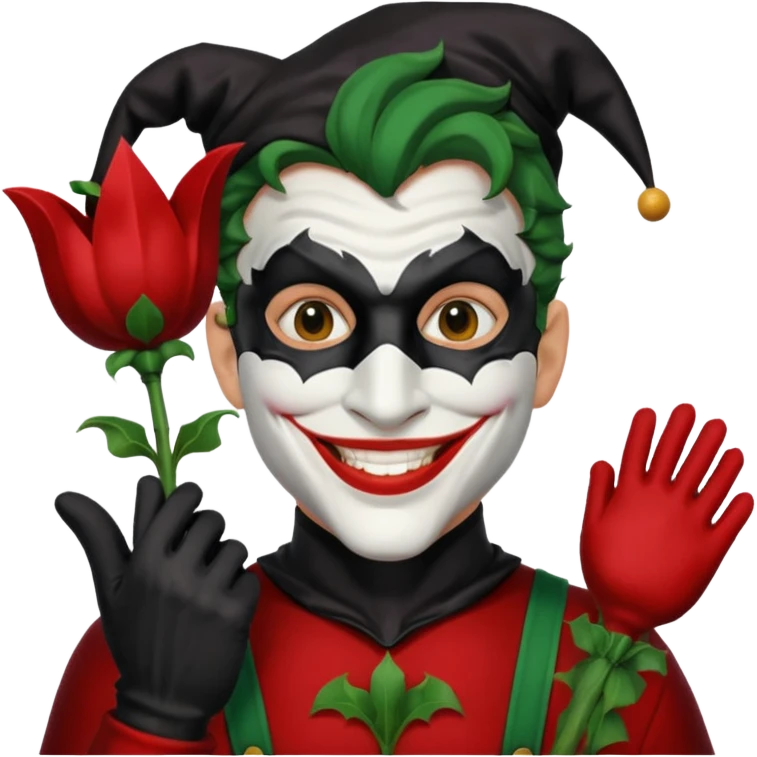 jester black and red mixed with an gardener and batman emoji