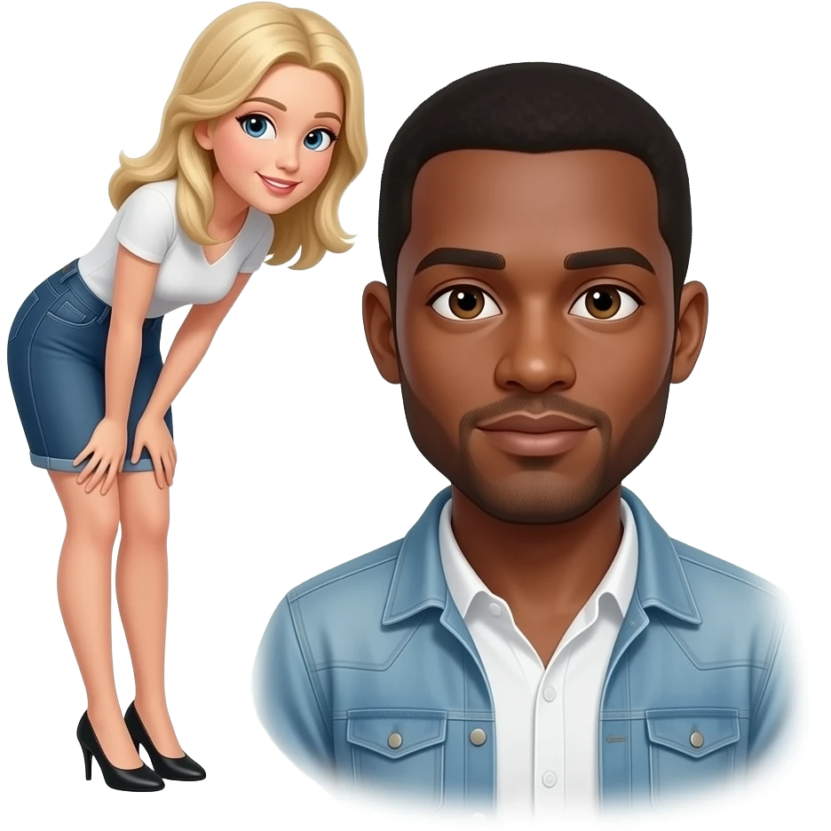 blonde lady bending over for black man emoji