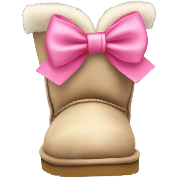 Beige uggs with pink bow on the back emoji