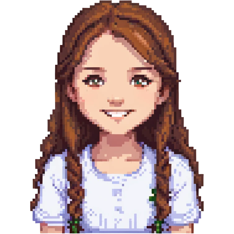 chica sonriente de cabello largo castaño emoji