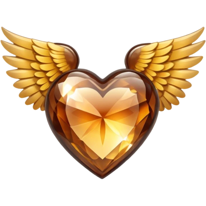 Crystal brown heart with wings emoji