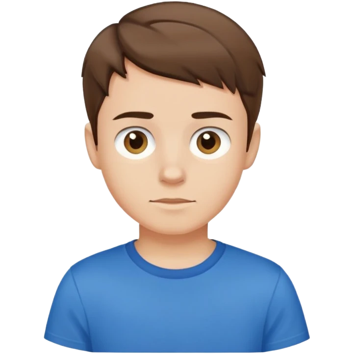 simple boy avatar with short brown hair and blue t-shirt emoji
