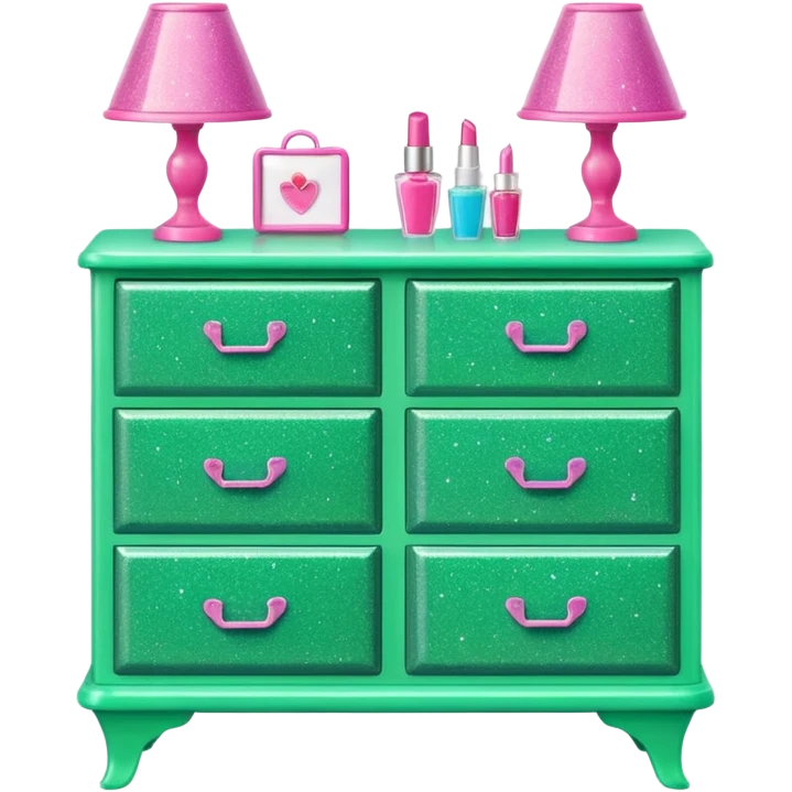barbie dresser green with glitter emoji