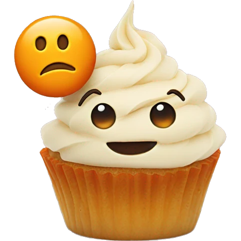 orange cupcake with happy face on the icing emoji