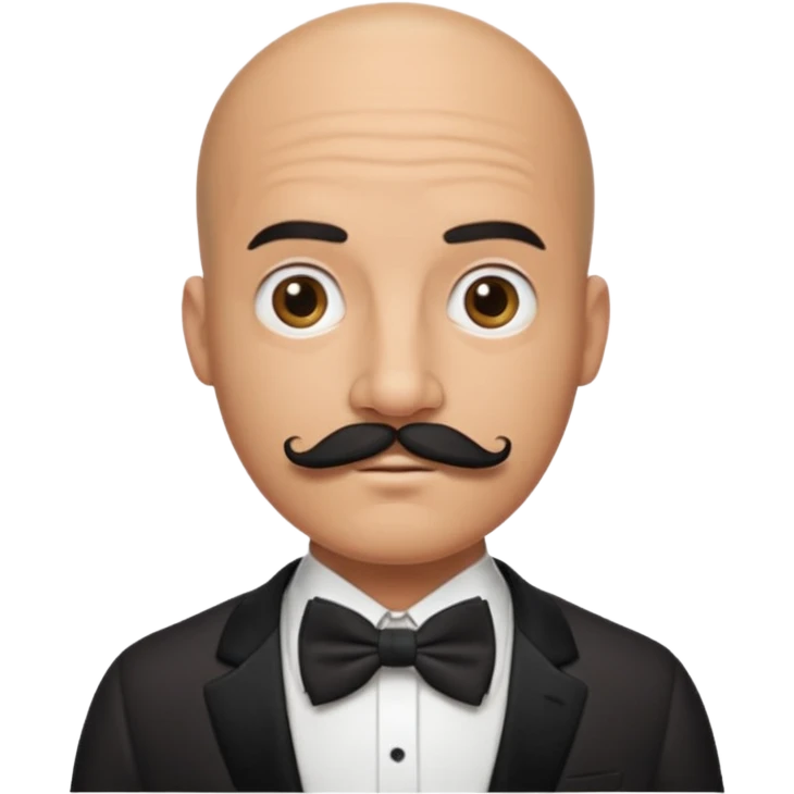 Bald guy with thick black mustache & bow tie emoji