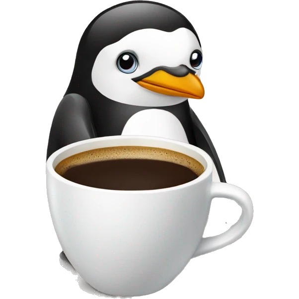 penguin with coffee emoji