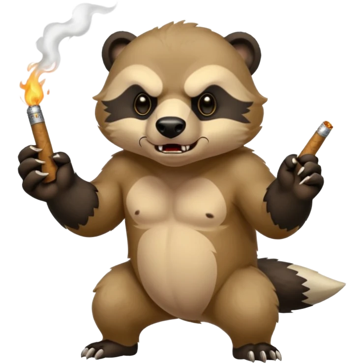honey badger smoking a cigarette chasing a bear emoji