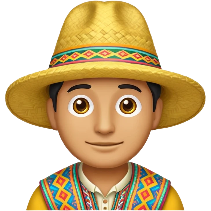 classic yellow emoji of a Peruvian wearing a traditional hat emoji