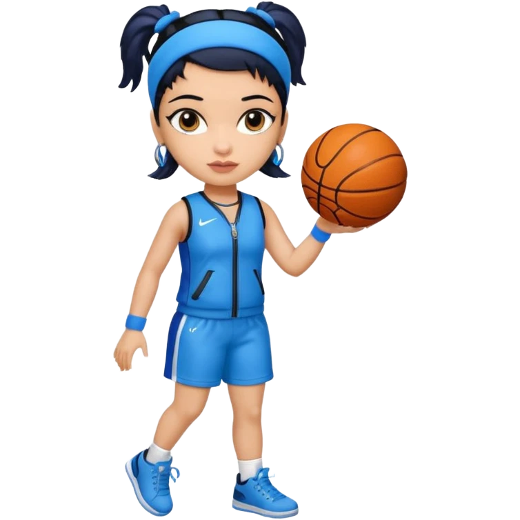 generate a pretty bratz that looks like Kajol Devgn\ bollywood actress
 Wearing a blue zipper with short blackhair and a blue hairband. Carrying a basketball emoji