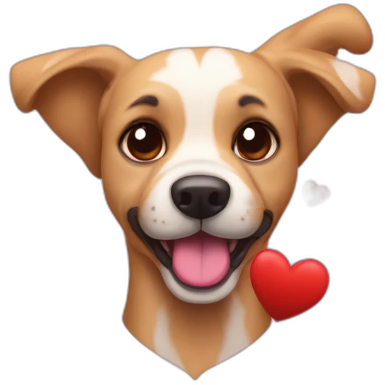 Perro con corazones de enamorado y la lengua fuera emoji