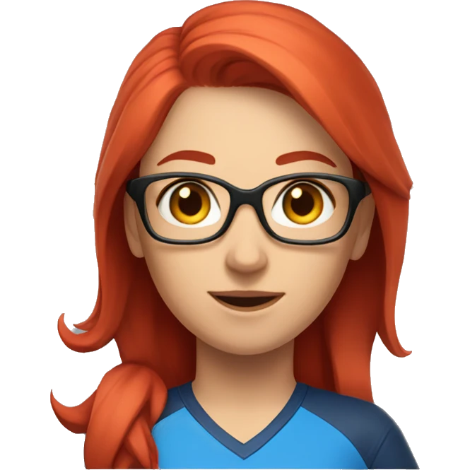 a female esports coach with red hair and blue shirt.  emoji