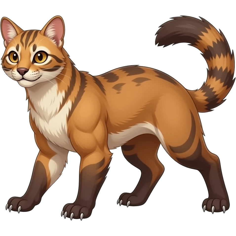 ginger genet-Fossa-civet-Feli-mustelid-creature-hybrid, full body emoji