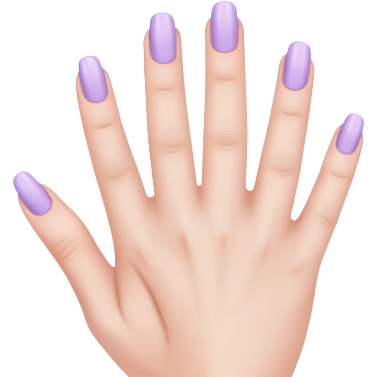lilac pastel manicure on five fingers emoji