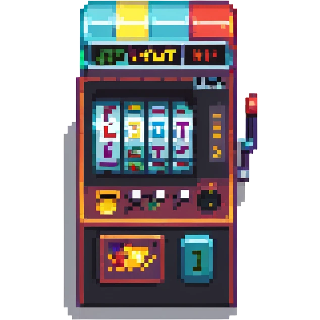 casino max win and more, slot machine jackpot, pixel art style emoji