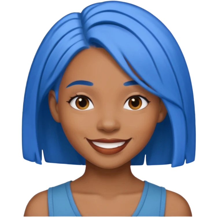 Black woman with blue hair emoji