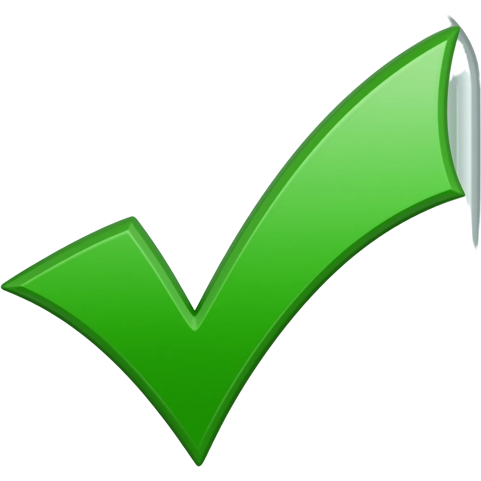 Simple and minimalistic sticker of green tick mark, white outline emoji