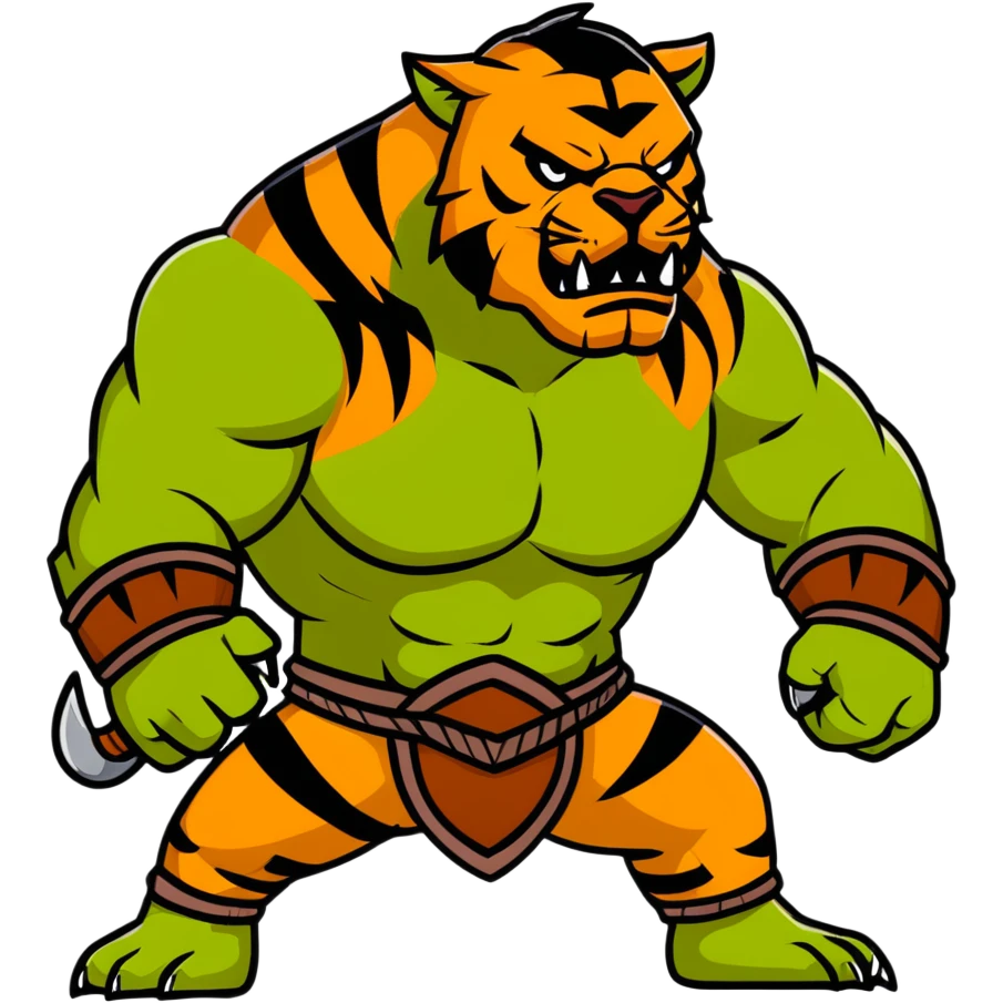 Muscular tiger orc warrior emoji