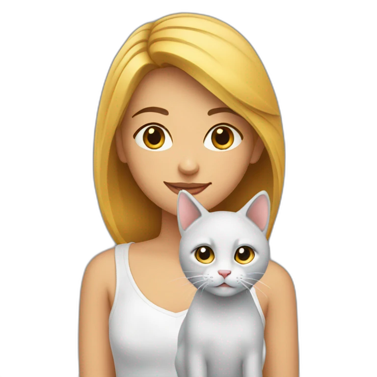 Une fille avec un chat emoji