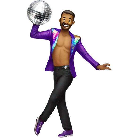 Dancing gay man with disco ball emoji