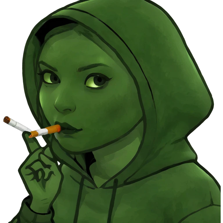 depressive girl with siggarets  emoji