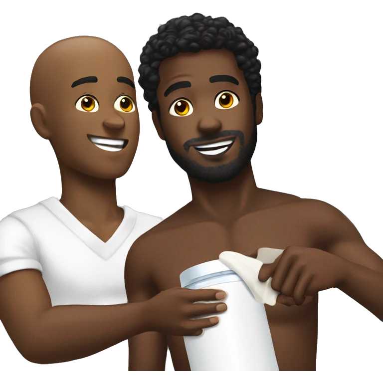 Black man rubbin lotion on another black man emoji