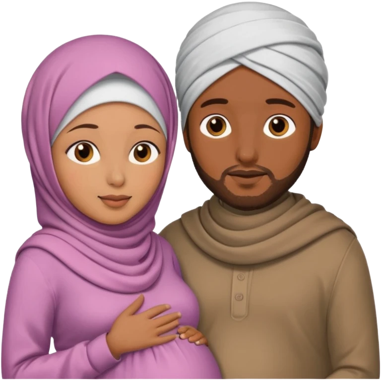 Pregnant hijabi with brown skin husband emoji