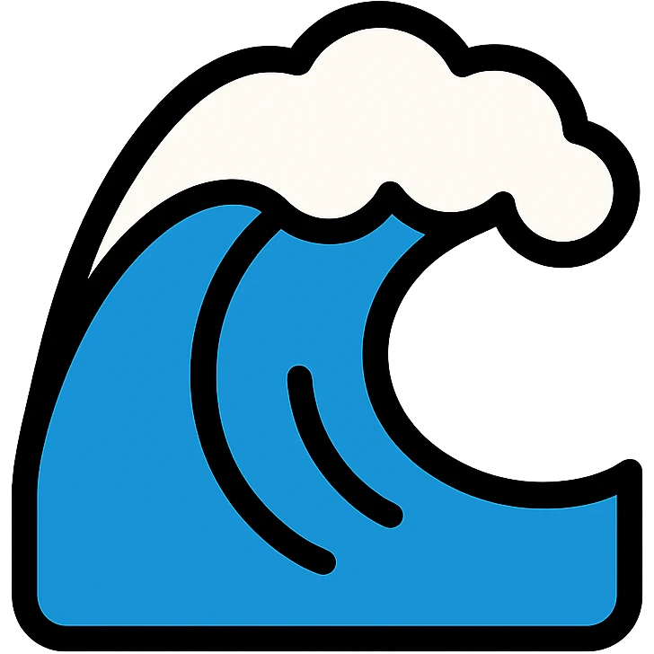 ocean wave cresting with white foam, minimal vector icon, bold outline, modern look emoji