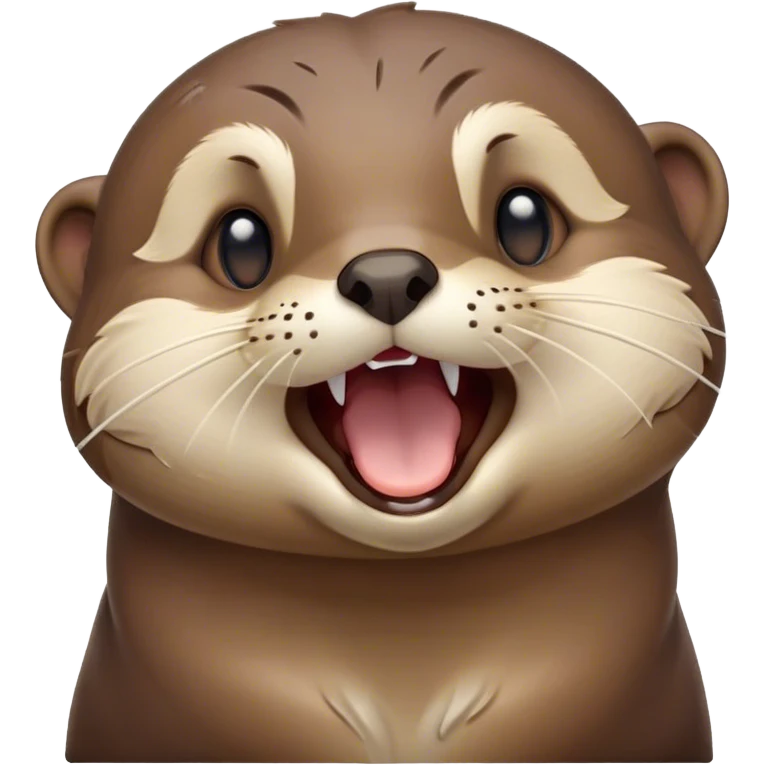 Cinematic Cute Yawning Otter Portrait Emoji, Head tilted slightly with a dramatic, wide-open yawn, showcasing a soft, sleek brown Fur with slightly drooping ears, round eyes barely open in drowsy contentment, Simplified yet irresistibly adorable features, highly detailed, glowing with a soft, cozy glow, high shine, relaxed yet expressive, stylized with a touch of aquatic whimsy, bright and endearing, soft glowing outline, capturing the essence of a sleepy yet affectionate otter, so drowsy it feels like it could glide right out of the screen and curl up for a nap! emoji